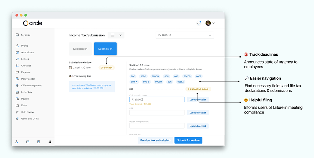 Tax submission process, concept design